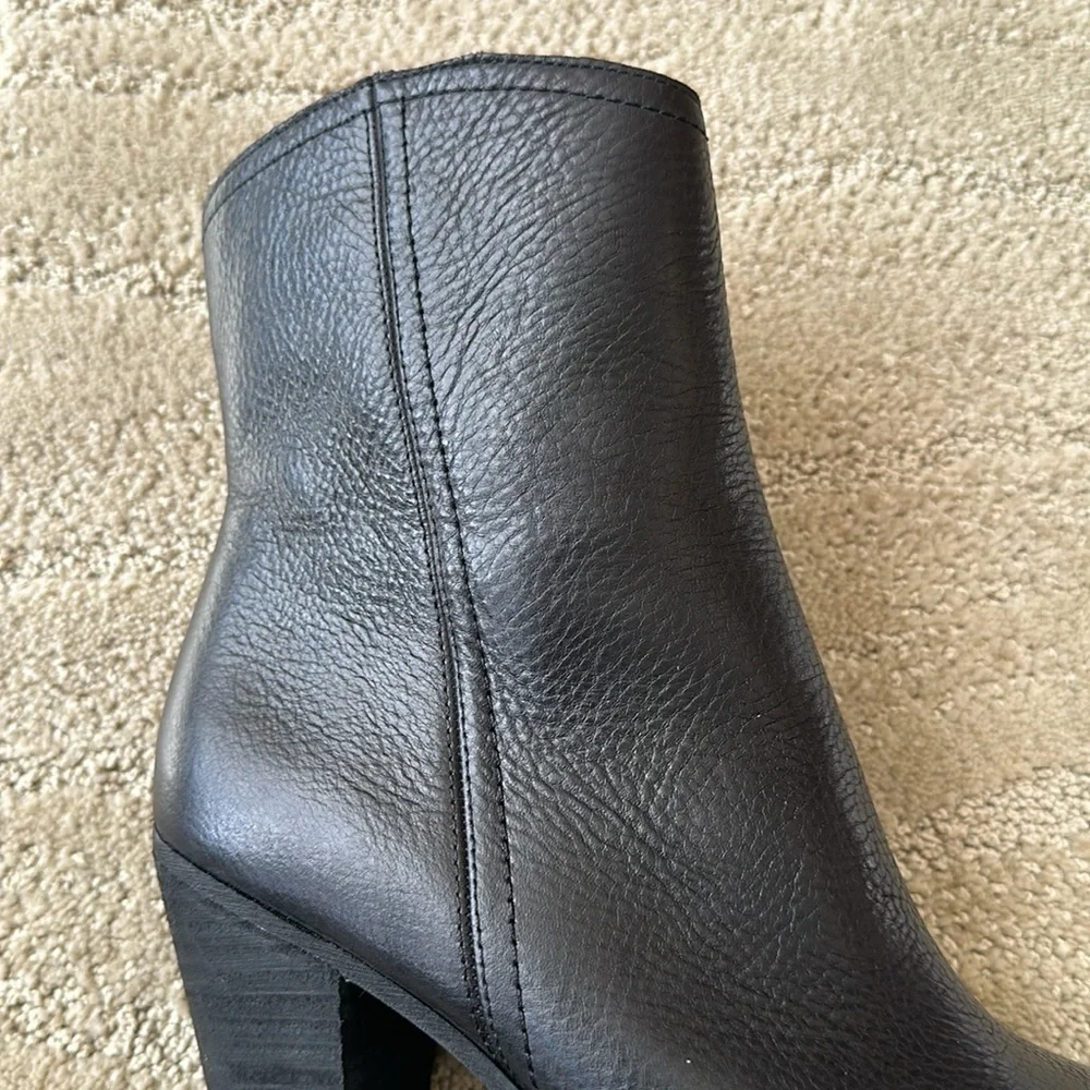 NEW Zodiac Darrah Leather Western Pointed Toe Cone Heel Booties Black Size 8.5